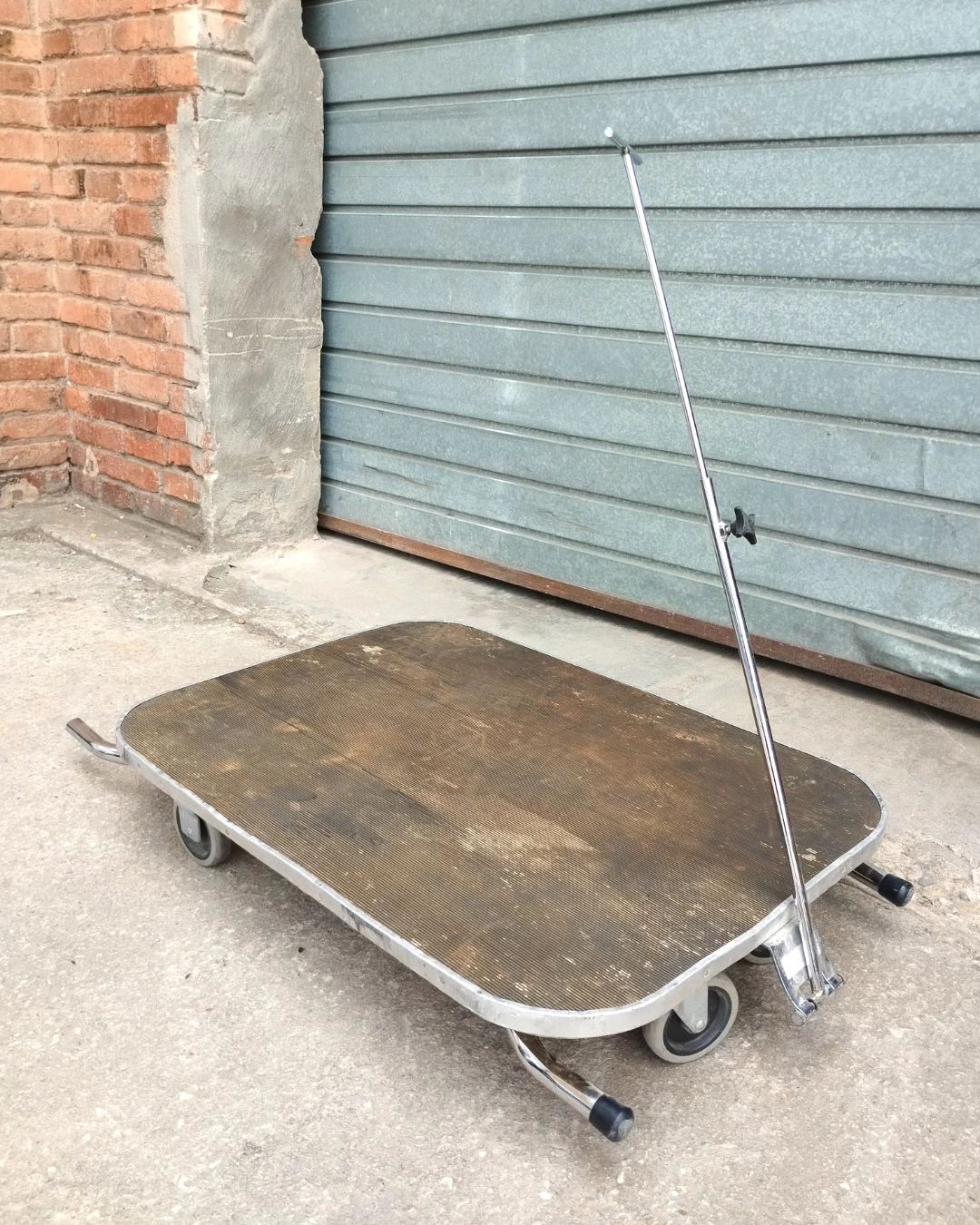 mesa carretilla madera metal ruedas 1u